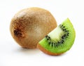 Kiwi with slices isolated white background