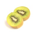 Kiwi slices lies on a white background