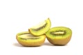 Kiwi slices lies on a white background