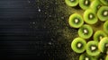 Kiwi slices tropical fruit background