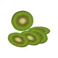 Kiwi slices on white background.