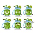 Kiwi smoothie cartoon character with various angry expressions Royalty Free Stock Photo