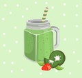 Kiwi smoothie vector. Fresh drink retro style background Royalty Free Stock Photo