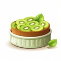 Kiwi Souffle Cake With Realistic Landscape Design Royalty Free Stock Photo