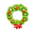 Kiwi strawberry Christmas wreath isolated on white