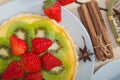 Kiwi and strawberry pie tart Royalty Free Stock Photo