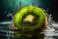 Kiwi water drops fruit. Generate Ai