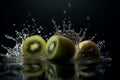 Kiwi water drops. Generate Ai