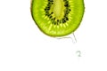 Kiwi water. Green kiwifruit isolated on white background. Organi