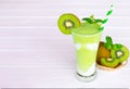 Kiwi yogurt fruit juice smoothie and green kiwi juice drink healthy . Royalty Free Stock Photo