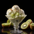 Kiwifruit Ice Cream, showcasing a scoop of creamy delight infused with the vibrant and tangy flavor of kiwifruits by AI generated