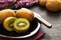 Kiwifruit served on plate