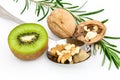 Kiwifruit and walnuts Royalty Free Stock Photo