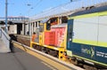 KiwiRail diesel shunter moving coaches Wellington Royalty Free Stock Photo