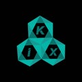 KIX creative minimalist letter logo. KIX unique vector initials alphabet letter logo Royalty Free Stock Photo