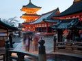 Kiyomizu temple in rain