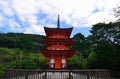 Kiyomizu temple`s wooden pagoda, Kyoto Japan