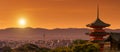 Kiyomizudera shrine in the foreground, Kyoto cityscape