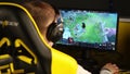 KIYV, UKRAINE - February 12: Gamer playing in Dota-2 on Na`Vi teams bootcamp.