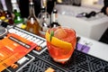 Kiyv, Ukraine, November 22, 2020. ÃÂ«Unholy AllianceÃÂ» Cocktail prepared on the basis of single malt Auchentoshan Scotch Whiskey