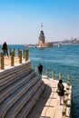 Kiz Kulesi aka Maiden's Tower and newly constructed coast of Salacak