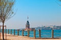 Kiz Kulesi with cityscape of Istanbul. Maiden's Tower view from Salacak coast