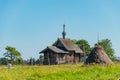 Kizhi Island, Russia - 07.19.2018: The Church of the Resurrection of Lazarus is one of the oldest wooden structures that have
