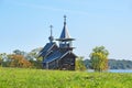 Kizhi, Karelia, Russia. The chapel of the Archangel Michael on the bank of Onega lake in summer