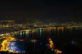 Kizil Kule tower in Alanya bay vith boats and ships, view from peninsula castle, Antalya district, Turkey. Famous tourism Royalty Free Stock Photo