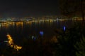 Kizil Kule tower in Alanya bay vith boats and ships, view from peninsula castle, Antalya district, Turkey. Famous tourism Royalty Free Stock Photo