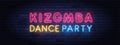 Kizomba dance party colorful neon banner