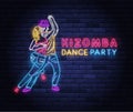 Kizomba dance party colorful neon banner Royalty Free Stock Photo