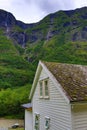 Kjelfossen waterfalls Gudvangen village white house Norway