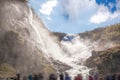 Kjosfossen waterfall close the train journey Flamsbana between Flam and Myrdal in Aurland in Western Norway Royalty Free Stock Photo