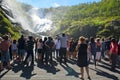 Kjosfossen waterfall - The Flam Railway Flamsbana train journey Royalty Free Stock Photo