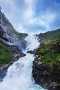 kjosfossen waterfall by the Flam to myrdal flamsbana railway line Royalty Free Stock Photo