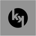 KK brand name initial letter round icon. KK brand symbol