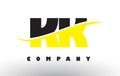 KK K K Black and Yellow Letter Logo with Swoosh.