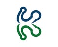 K letter tech curve dot logo design 2