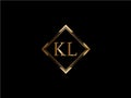 KL Initial diamond shape Gold color later Logo DesignX