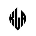 KLA circle letter logo design with circle and ellipse shape. KLA ellipse letters with typographic style. The three initials form a