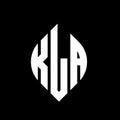 KLA circle letter logo design with circle and ellipse shape. KLA ellipse letters with typographic style. The three initials form a