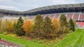 Klagenfurt - A forest planted in the middle of the football stadium in Klagenfurt, Austria. The pitch turf resembles the forest