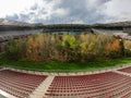 Klagenfurt - A forest planted in the middle of the football stadium in Klagenfurt, Austria. The pitch turf resembles the forest