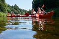 Canoeing by the river. Lithuania by the river Minija. Royalty Free Stock Photo
