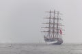 "Dar Mlodziezy" sailing from Klaipeda port during Tallship regate 2017