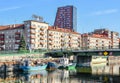 Klaipeda city center, Dange River embankment, and port buildings, Klaipeda, Lithuania. View on K center. Royalty Free Stock Photo