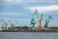 Klaipeda, Lithuania - August 03, 2021: Klaipeda port with ships, ferries, cranes. Klaipeda is third largest city in