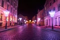 Klaipeda, Lithuania - February 24, 2023 - Beautiful streets of the city during the celebration of the Festival of Light