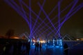 Klaipeda, Lithuania - February 23, 2023 - People inside the light installation at the Festival of Light